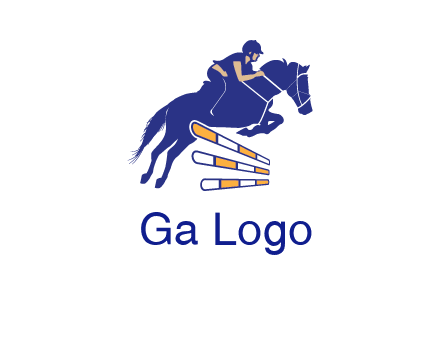 horse jockey over hurdle sports logo