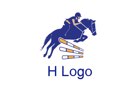 horse jockey over hurdle sports logo