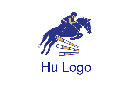 horse jockey over hurdle sports logo