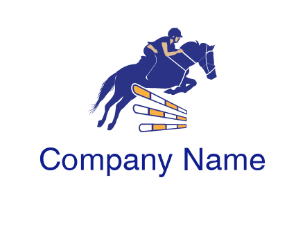 horse jockey over hurdle sports logo