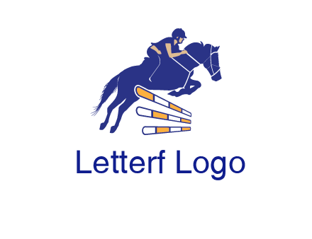 horse jockey over hurdle sports logo