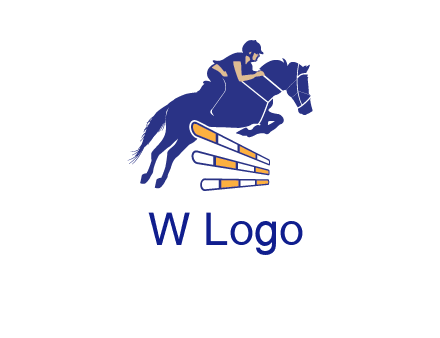 horse jockey over hurdle sports logo