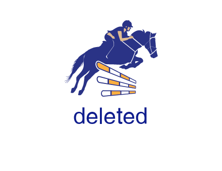 horse jockey over hurdle sports logo