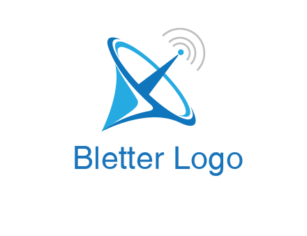 satellite dish with signals communication logo