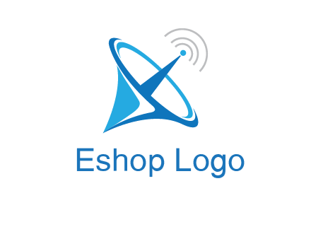 satellite dish with signals communication logo