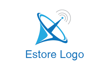 satellite dish with signals communication logo