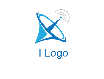 satellite dish with signals communication logo