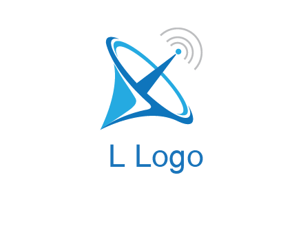 satellite dish with signals communication logo