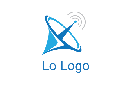 satellite dish with signals communication logo