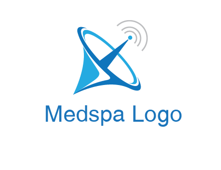 satellite dish with signals communication logo