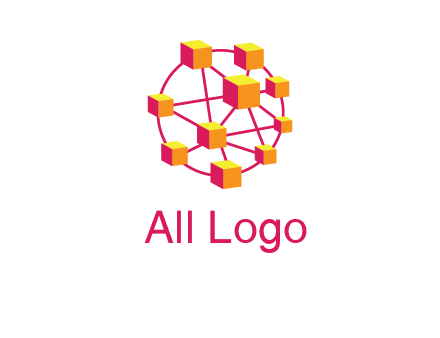 cubes and lines sphere communication logo