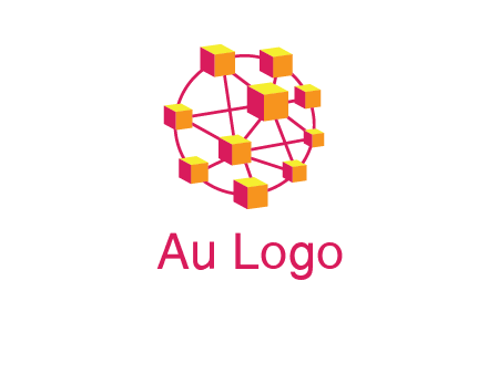 cubes and lines sphere communication logo