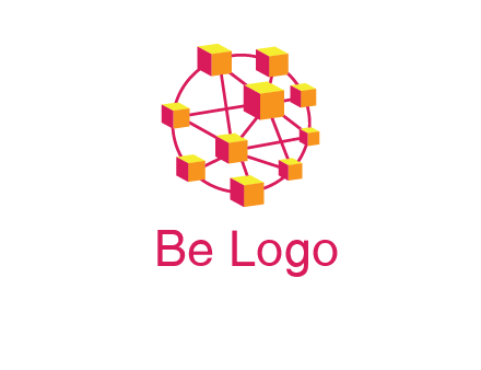 cubes and lines sphere communication logo