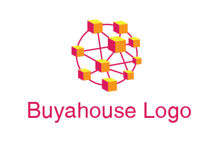 cubes and lines sphere communication logo