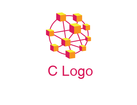 cubes and lines sphere communication logo