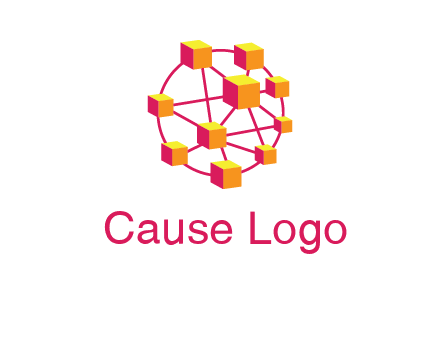 cubes and lines sphere communication logo