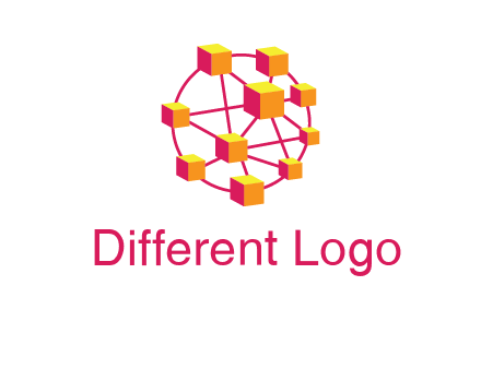 cubes and lines sphere communication logo