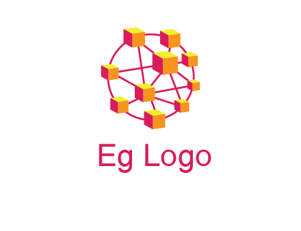 cubes and lines sphere communication logo