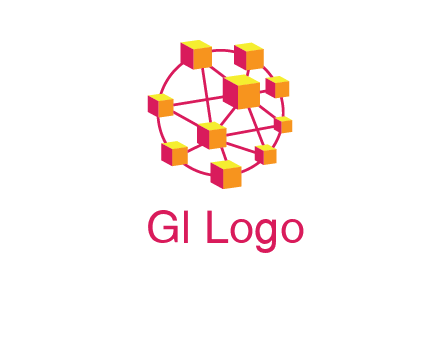 cubes and lines sphere communication logo