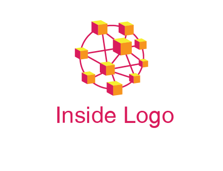 cubes and lines sphere communication logo