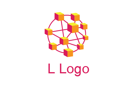 cubes and lines sphere communication logo