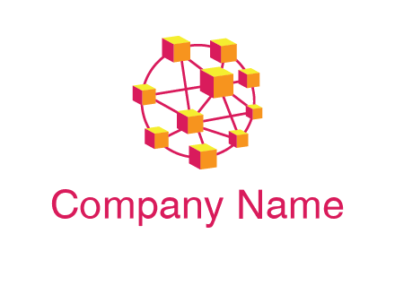 cubes and lines sphere communication logo