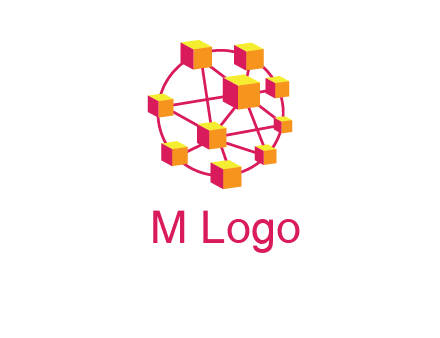 cubes and lines sphere communication logo