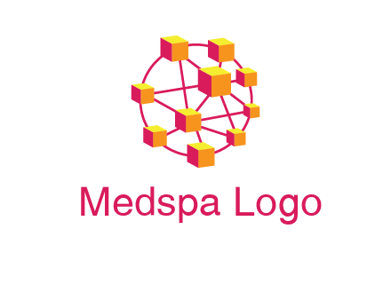 cubes and lines sphere communication logo