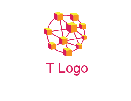 cubes and lines sphere communication logo