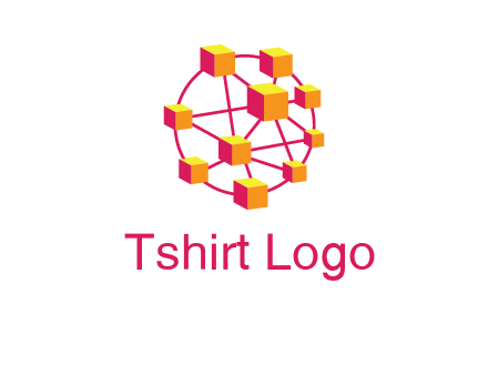 cubes and lines sphere communication logo