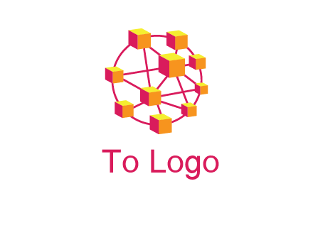 cubes and lines sphere communication logo