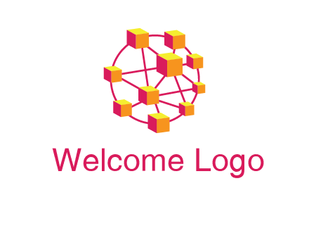 cubes and lines sphere communication logo