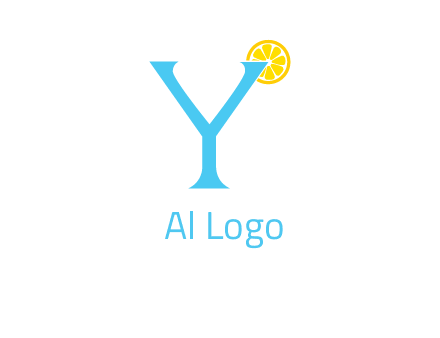 letter Y looking like glass with lemon