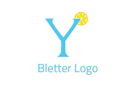 letter Y looking like glass with lemon