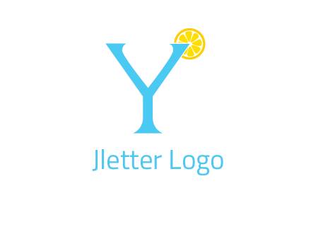 letter Y looking like glass with lemon