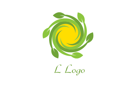 leaves around sun logo