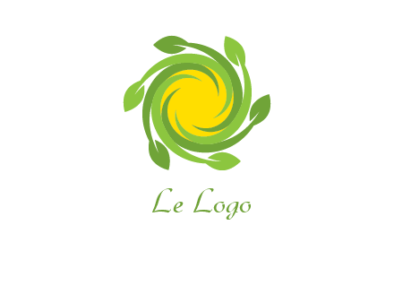 leaves around sun logo