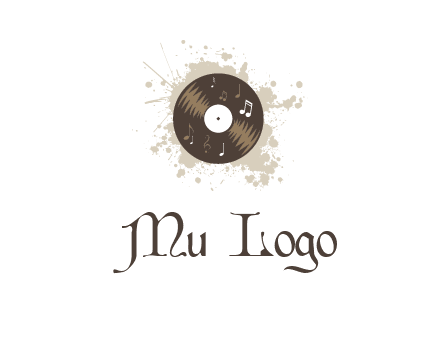 disc with music notes and splatter logo