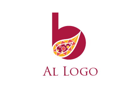 letter B and abstract leaf logo