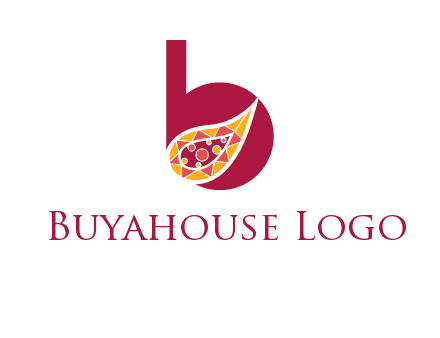 letter B and abstract leaf logo