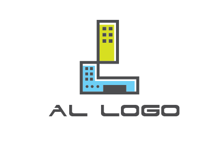 geometric letter L building logo