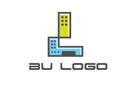 geometric letter L building logo