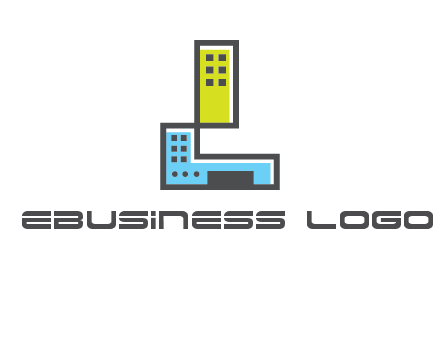 geometric letter L building logo