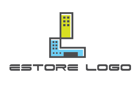 geometric letter L building logo