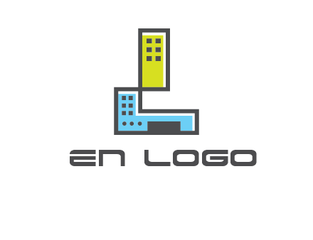 geometric letter L building logo