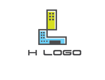 geometric letter L building logo