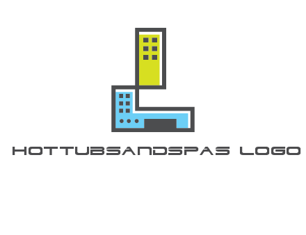 geometric letter L building logo