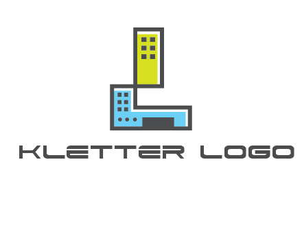 geometric letter L building logo