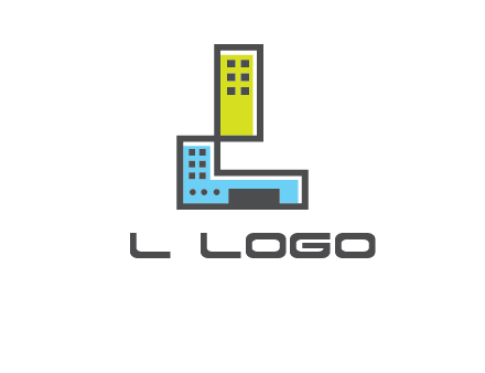 geometric letter L building logo