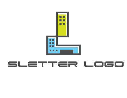 geometric letter L building logo